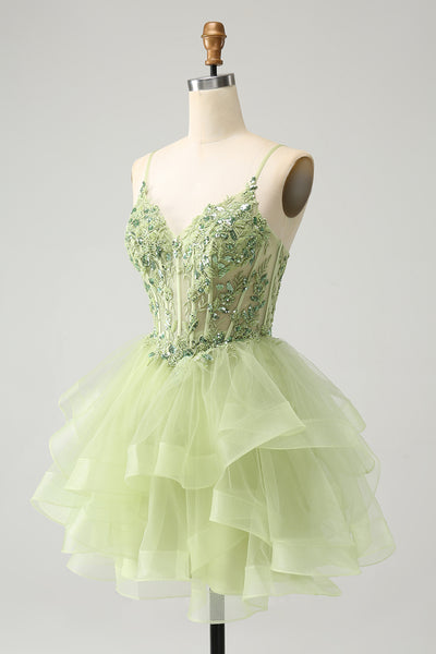 Lace-Up Bodycon Green Homecoming Dress Cocktail Dress TN423 main image 1