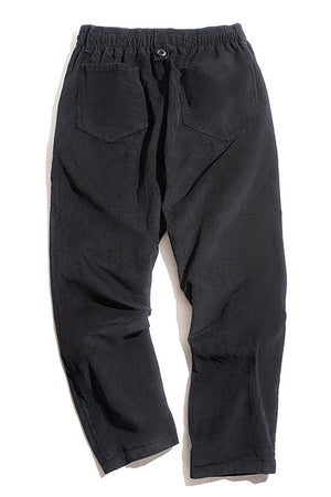 Men's Black Relaxed Fit Elastic Waist Cargo Pant