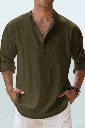 Men's Apricot Cotton Linen Casual Shirt