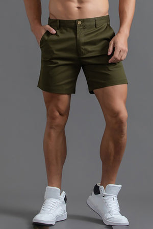 Men's Army Green Slim Fit Summer Cargo Shorts