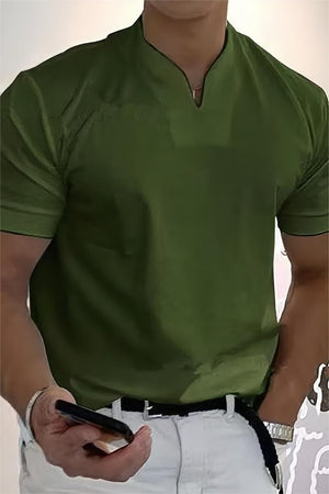 Men's Light Blue Short Sleeve V-neck Shirt