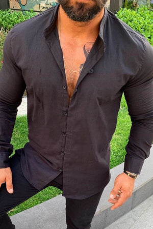 Men's Beige Long Sleeve Button Down Slim Fit Shirt