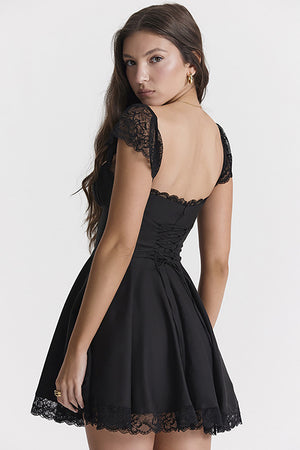 Black Square Neck A-Line Homecoming Dress With Lace
