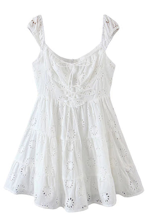 A-Line White Lace-up Front Short Homecoming Dress