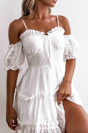 White Cold Shoulder A-Line Homecoming Dress