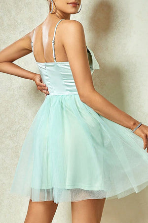 Green Tulle A Line Spaghetti Straps Homecoming Dress