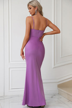 Simple Mermaid Spaghetti Straps Long Purple Prom Party Dress