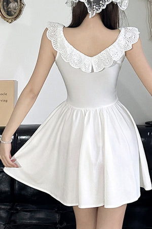 A-Line V-Neck Cute White Short Graduation Dress