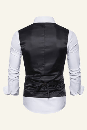 Brown Plaid Notch Lapel Men's Dress Vest