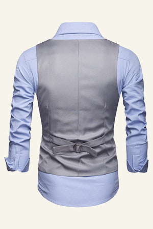 Grey Single-Breasted Men's Dress Vest