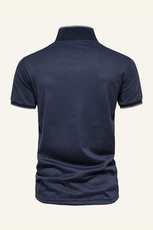 Navy V-Neck Short Sleeves Polo Shirt