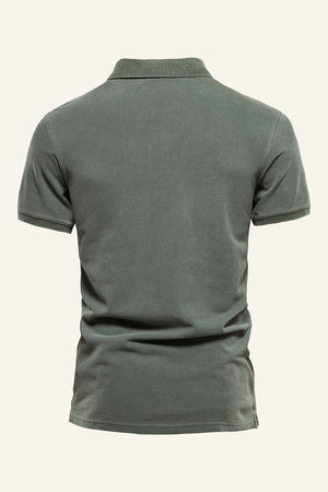 Grey Green Cotton Sport Polo Shirt