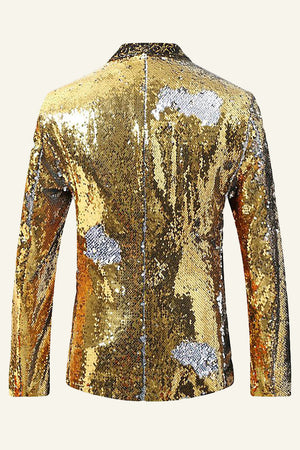 Golden Shawl Lapel Sequined Men's Blazer