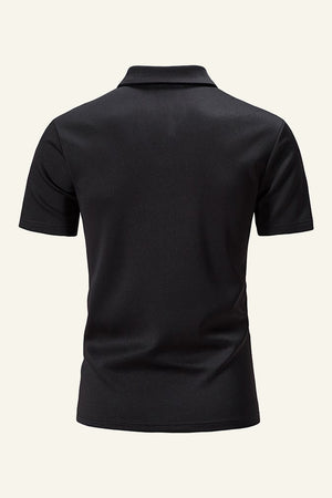 Black Cotton Casual Polo Shirt
