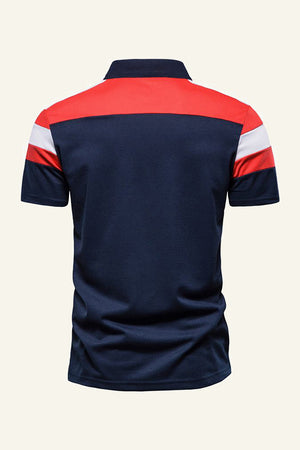 Contrast Color Cotton Short-sleeve Casual Polo Shirt