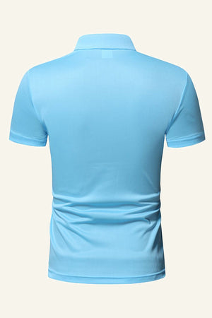 Sky Blue Cotton Short-sleeve Casual Polo Shirt