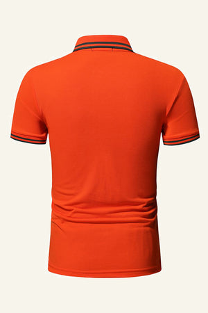 Orange Cotton Short-sleeve Casual Polo Shirt