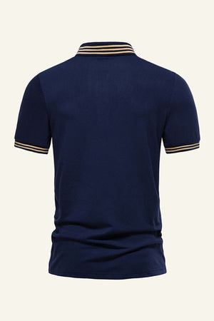 Navy Cotton Short-sleeve Casual Polo Shirt