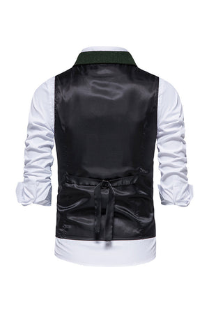 Dark Green Notch Lapel Men's Suit Vest 8-Piece Set