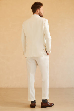 White 3 Piece Two Button Peaked Lapel Wedding Men Suit