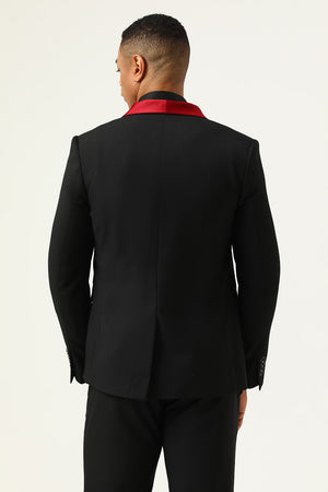 Black Shawl Lapel 3 Piece Butterfly Slim Fit Tuxedo Suit