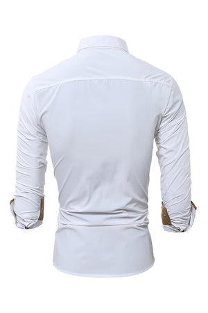 White Spread Collar Cotton Shirt