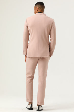 Pink 2-Piece Peaked Lapel Double-Breasted Men Suit