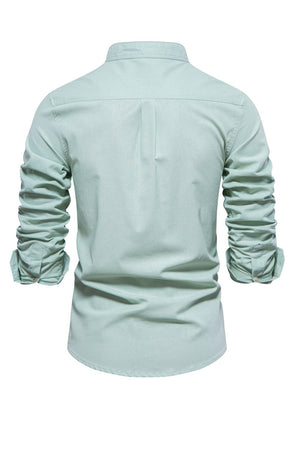 Mint Green Stand Collar Casual Polo Shirt