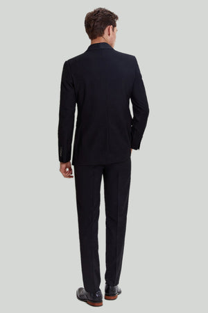 Black 3 Piece Shawl Lapel One Button Men's Suit Tuxedo