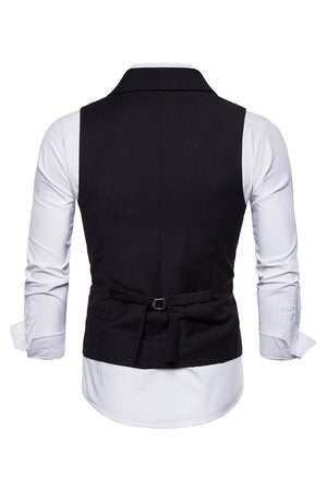Black Double Breasted Men's Suit Vest 9-Piece Set