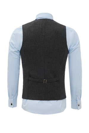 Black Single Breasted Men's Suit Vest 4-Piece Set