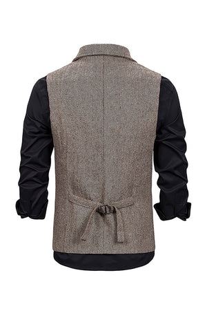 Brown Notch Lapel Men's Suit Vest 4-Piece Set
