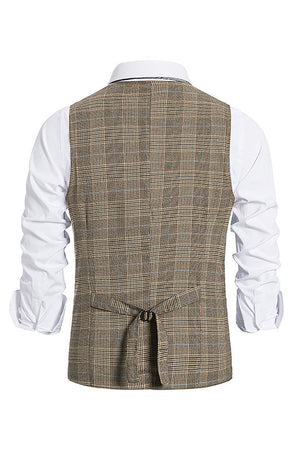 Brown Pinstripe Double Breasted Men's Suit Vest 3-Piece Set