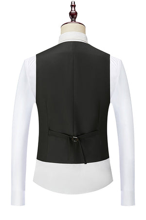 Black Single Breasted Men's Suit Vest 4-Piece Set