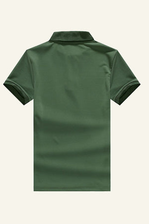 Green Cotton Short-sleeve Casual Polo Shirt
