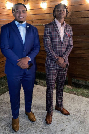 Men's Light Purple Plaid 2-Piece Notched Lapel Prom Suits