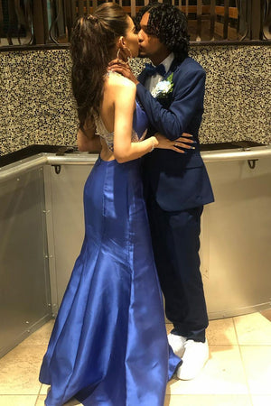 Dark Blue 2-Piece Notched Lapel Prom Suits