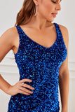 Royal Blue Sparkly Sequin Backless Bodycon Homecoming Dress