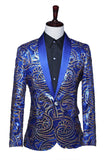 Sparkly Sequins Men's Red Shawl Lapel Homecoming Blazer