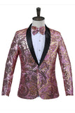 Sparkly Sequins Men's Red Shawl Lapel Homecoming Blazer