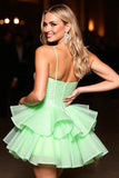 Green Corset A Line Homecoming Dress with Beading