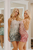 Glitter Bodycon One Shoulder Short Homecoming Dress With Sequins