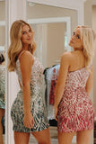 Glitter Bodycon One Shoulder Short Homecoming Dress With Sequins