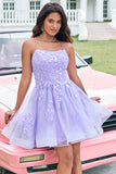 Lilac A Line Sequins Short Homecoming Dress with Appliques