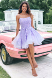 Lilac A Line Sequins Short Homecoming Dress with Appliques