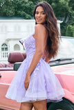 Lilac A Line Sequins Short Homecoming Dress with Appliques