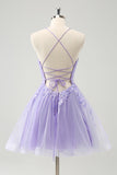 Lilac A Line Sequins Short Homecoming Dress with Appliques