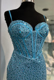 Blue Tight Corset Short Homecoming Dress with Sequins