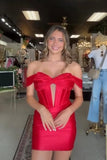 Stylish Hot Pink Corset Short Satin Homecoming Dress with Hollow out