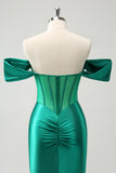 Off The Shoulder Green Corset Tight Homecoming Dress With Beading